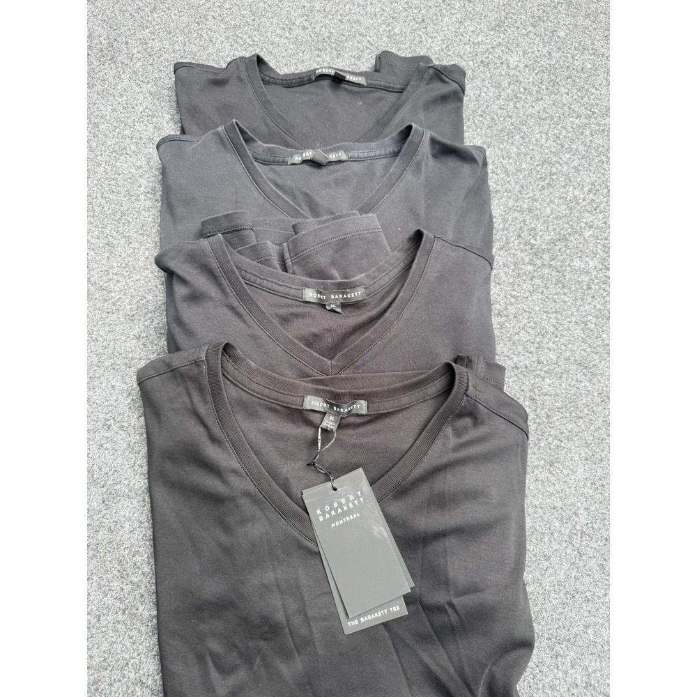 Robert Barakett T-Shirt Mens XL Black The Barakett Tee V-Neck 4 Pack Pima Cotton
